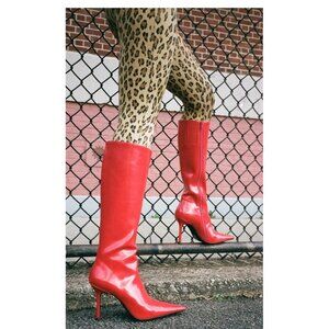 Jeffrey Campbell Darlings Red Knee High Stiletto Boots Women’s Size 5 Sexy Retro